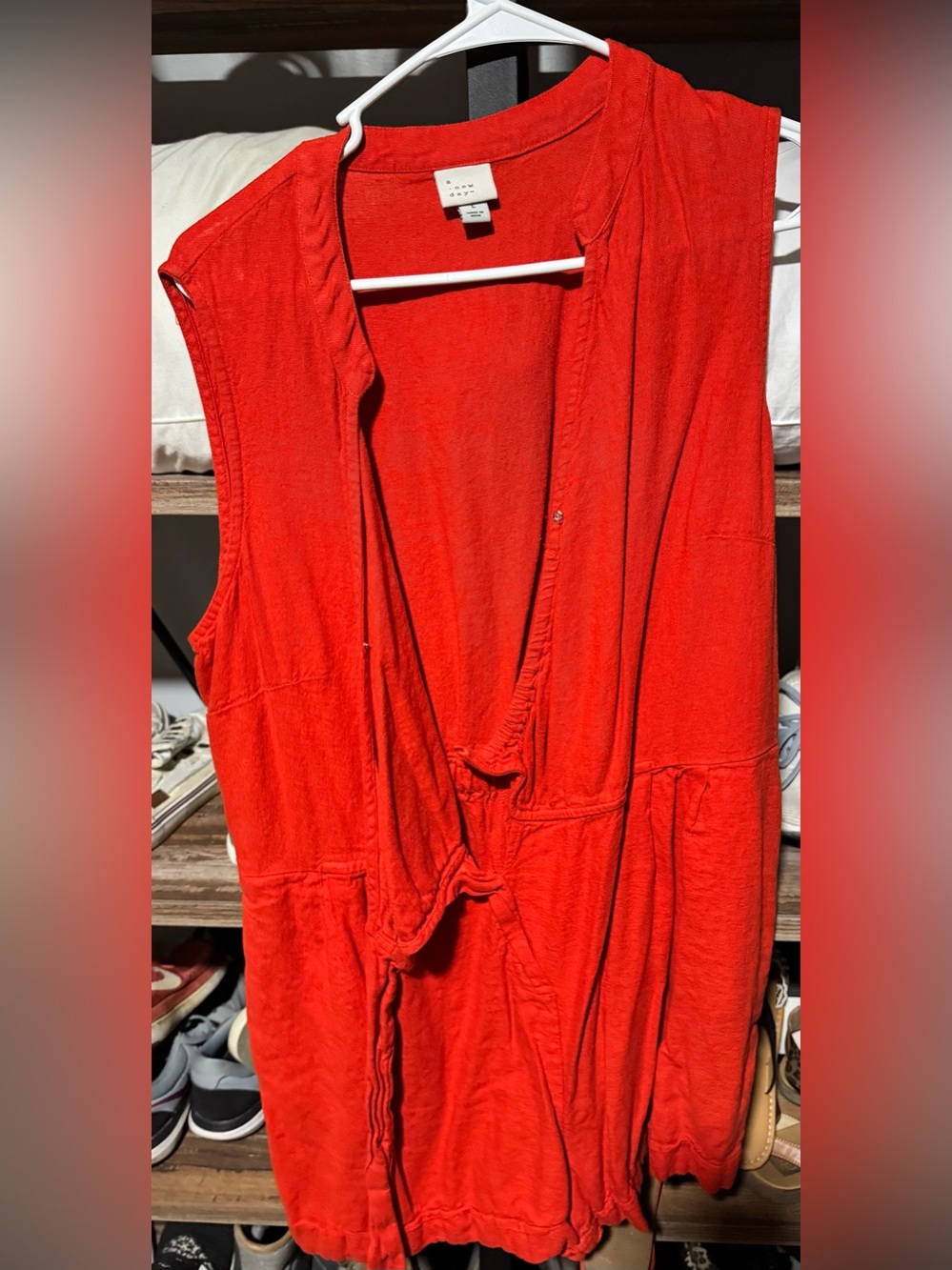 a new day Red Sleeveless Draped Romper Jumpsuit